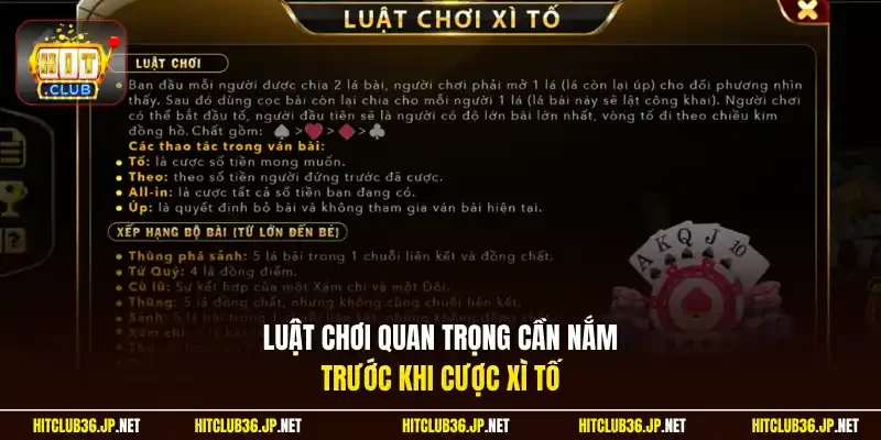Luật chơi quan trọng cần nắm trước khi cược Xì Tố