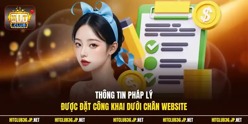 Thông tin pháp lý được đặt công khai dưới chân Website